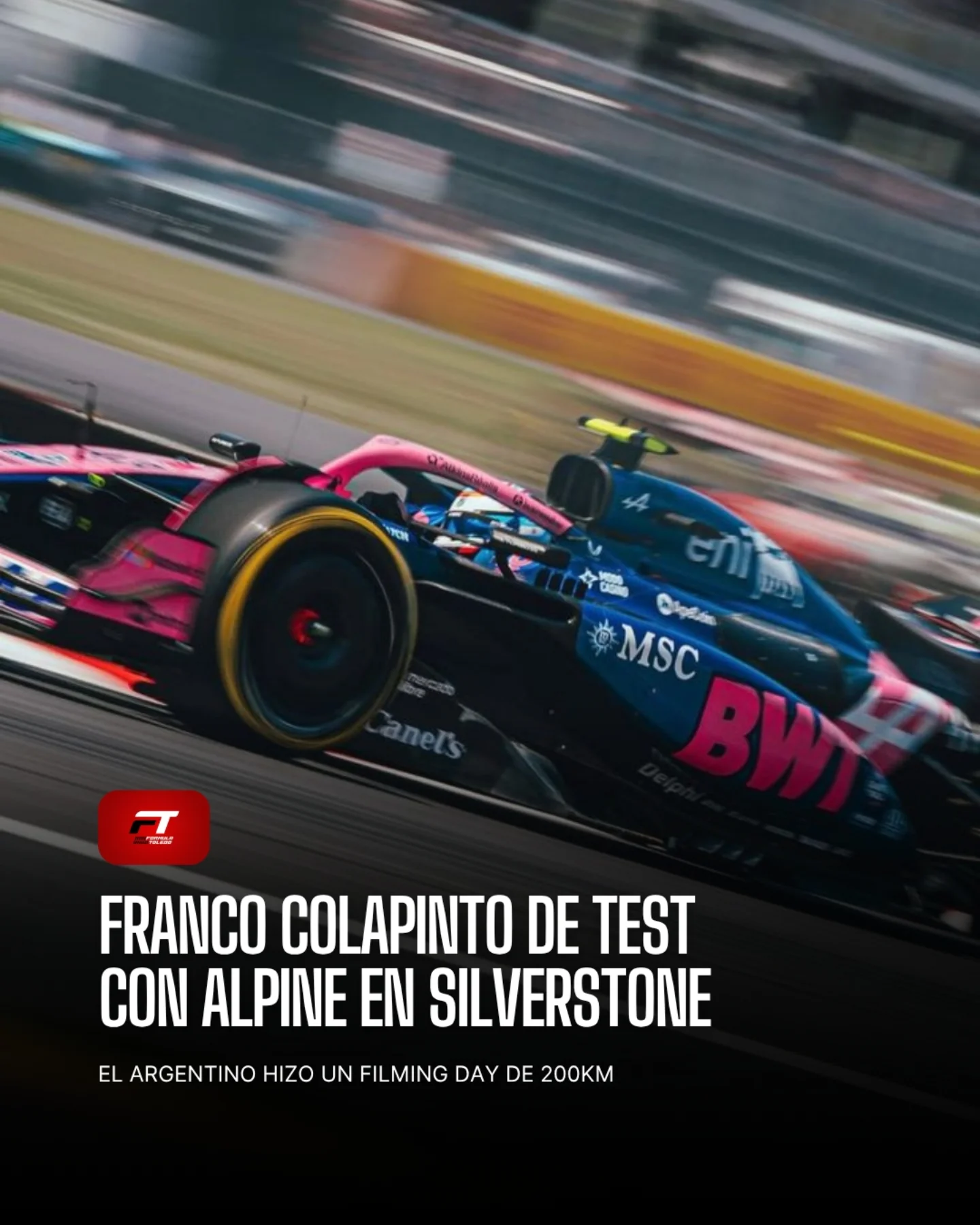Franco Colapinto volvió a pista con Alpine en Silverstone. El argentino completó